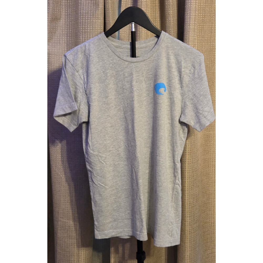 Costa Short Sleeve Spellout T-Shirt Men's Size Small Gray Blue